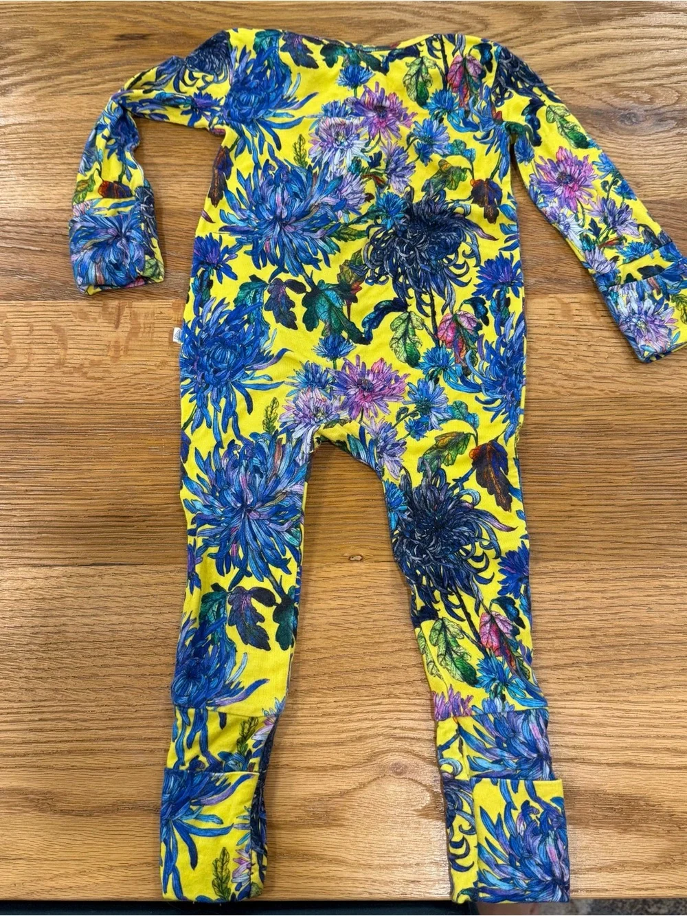 Musethreads Floral Zip-Front Kids Footie Pajamas - Yellow & blue floral